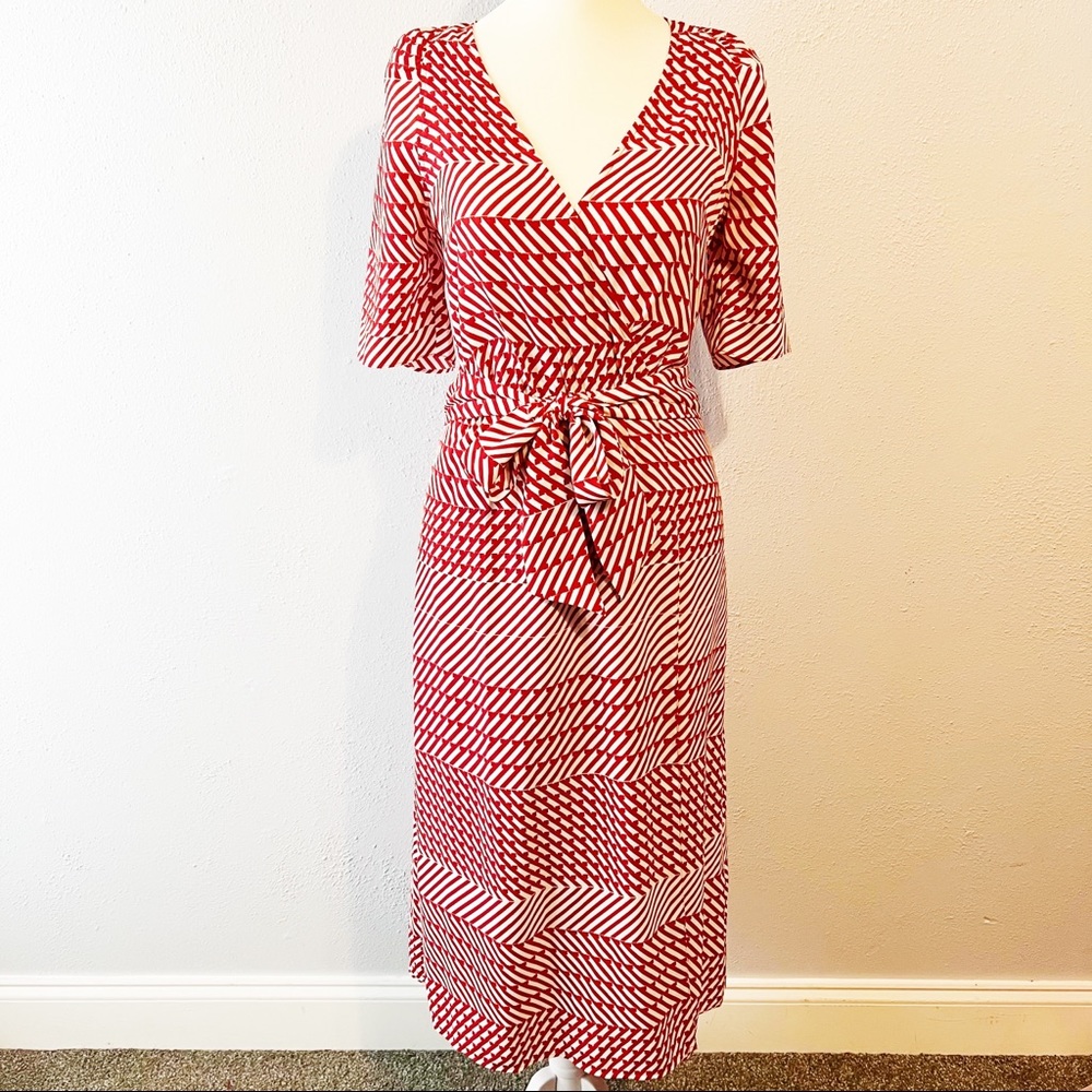 Joie red white Cata wrap dress size 00